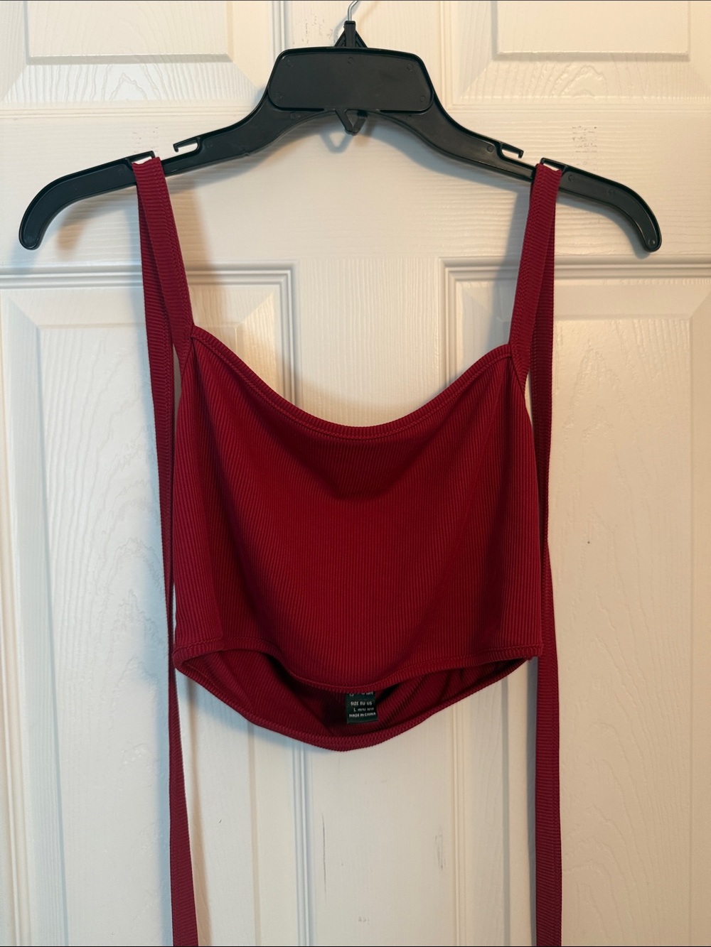 SHEIN Burgundy Ribbed Tie-Back Crop Tank